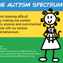 ront view of the Autism Alert Card featuring the distinctive girl with curly hair design, showcasing clear and concise information about autism. The card is an essential tool for communication and awareness