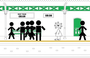 Illustration of the Girl with the Curly Hair waiting on a train platform - Autism Awareness Courses