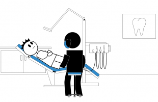 Illustration of a boy at the dentist receiving care, representing the importance of Autism Courses for Health Professionals.